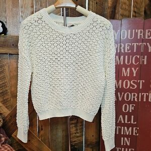 Pink Rose Women's Open-Knit White Sweater